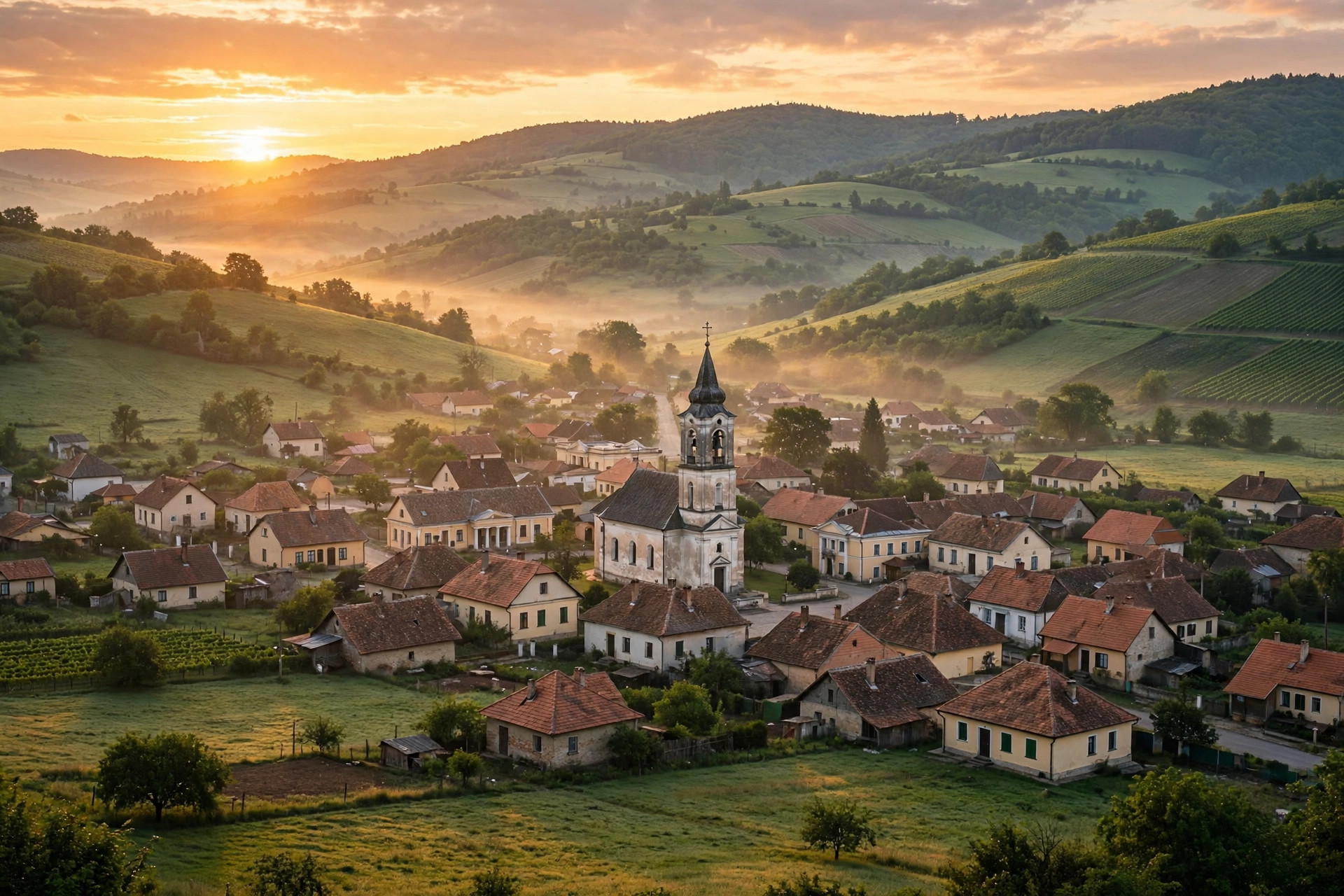 Răsărit de soare peste un oraș moldovenesc